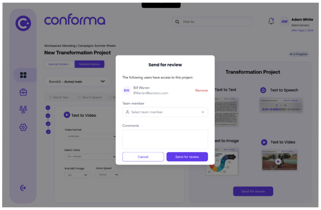 Conforma Transformation Complete - Send for Review