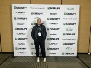 TechCrunch Disrupt event signage on display at Moscone Center