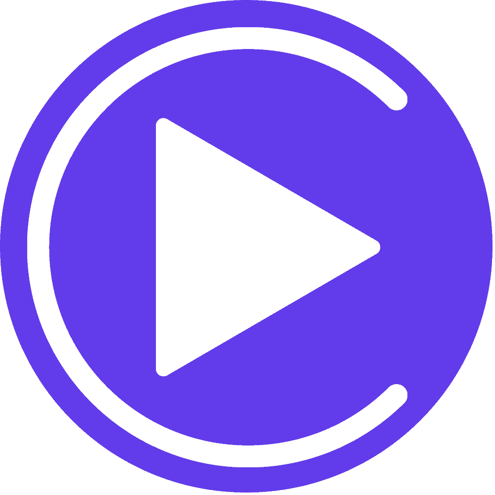 Purple play button on circular background